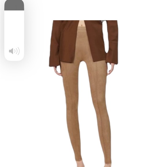 SPANX Medium Faux Suede Leather Rich Caramel Leggings - Picture 3 of 10